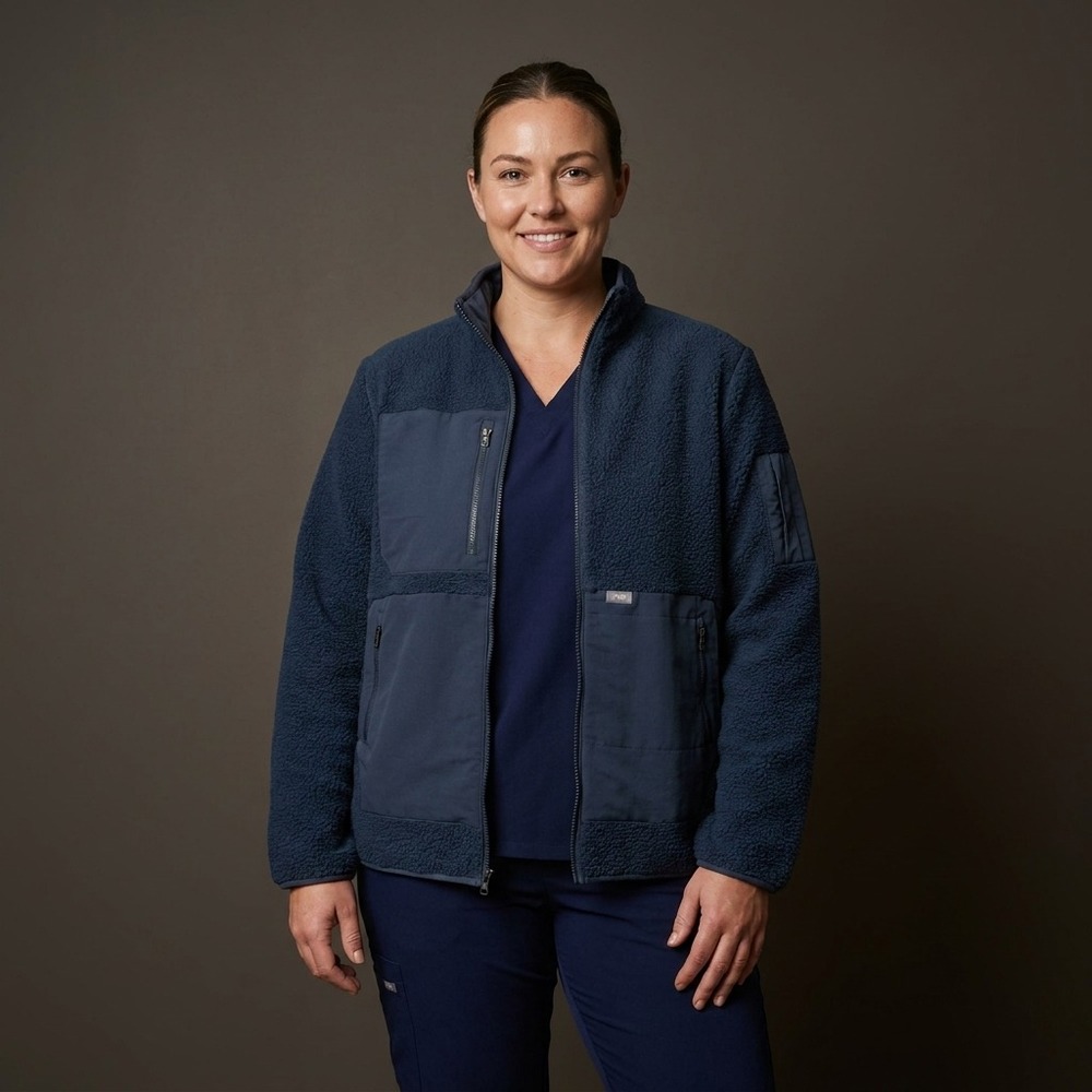Figs Scrubs Sherpa Fleece Full Zip Jacket Size XL